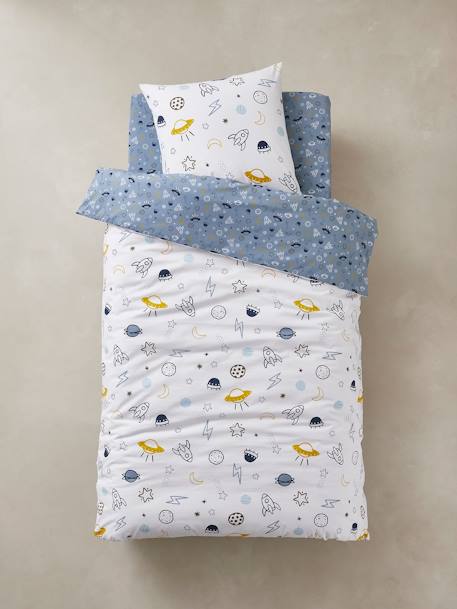 Parure housse de couette enfant et taie d'oreiller COSMOS bleu / multicolore 4 - vertbaudet enfant 