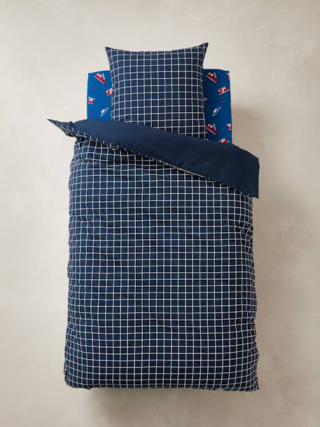 Parure housse de couette enfant et taie d'oreiller PETIT POMPIER bleu foncé 5 - vertbaudet enfant 