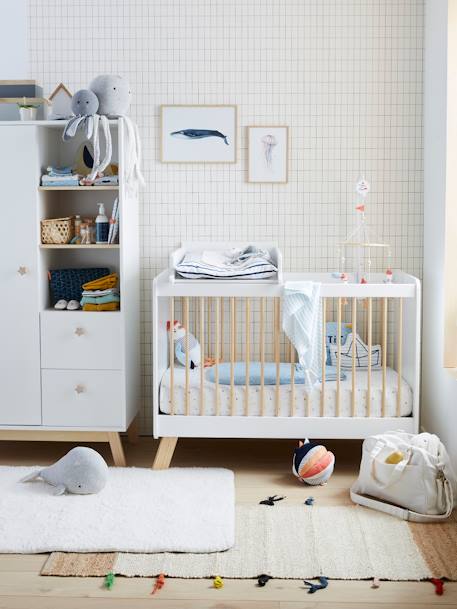 Lit bébé à barreaux GRANDE OURSE BLANC / BOIS 2 - vertbaudet enfant 
