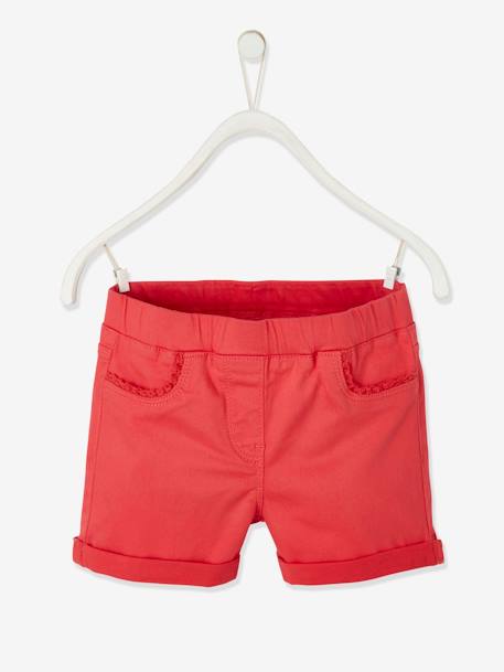 Bermuda Jean Paperbag Fille VERTBAUDET - Taille élastiquée Avec Ceinture Fleurs à Nouer - 100% Coton