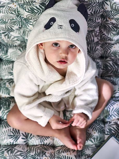 Peignoir bébé Panda HANOÏ écru / noir 1 - vertbaudet enfant 