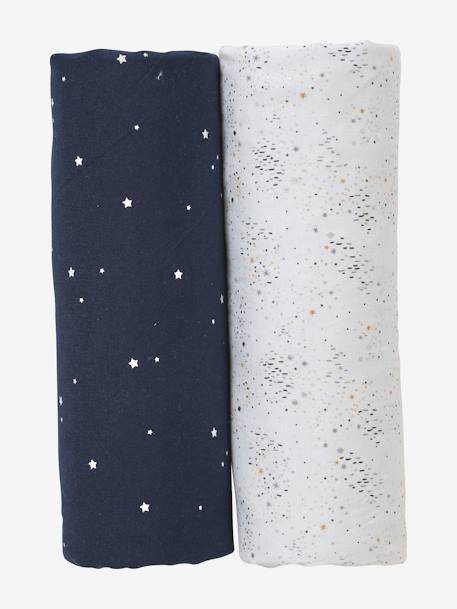 Lot de 2 housses pour berceau et cododo en coton bio* blanc+marine/écru+Oies+Teddy 3 - vertbaudet enfant 