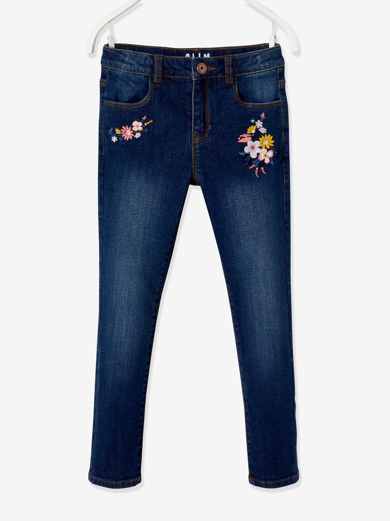 Jean Slim Vertbaudet Fille - Morphologik Tour De Hanches Large - Denim Stretch 98% Coton - Taille Ajustable Intérieure