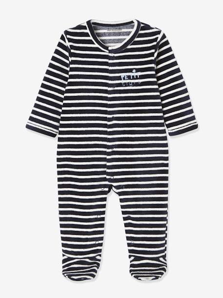 Lot de 2 pyjamas bébé en velours ouverture naissance lot encre 3 - vertbaudet enfant 