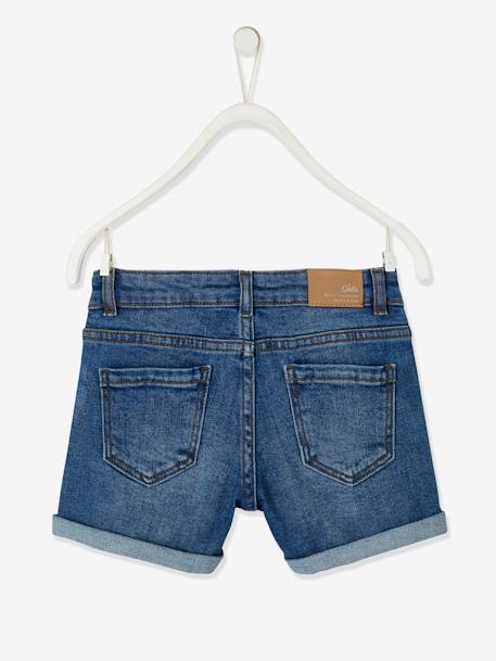 Short en jean brodé fleurs fille noeud imprimé fleurs denim brut+double stone+stone 9 - vertbaudet enfant 