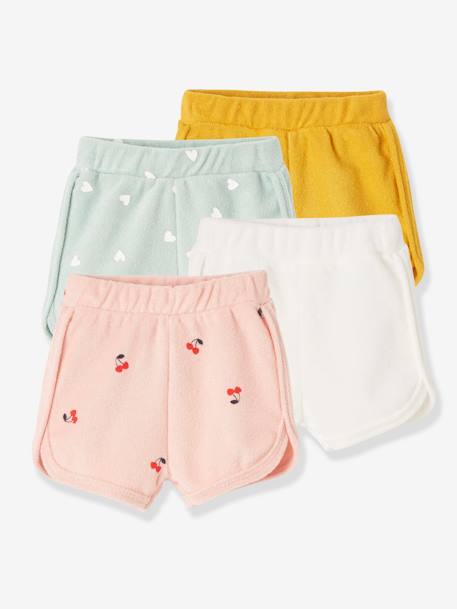 Lot de 4 shorts en éponge bébé lot jaune épicé 1 - vertbaudet enfant 