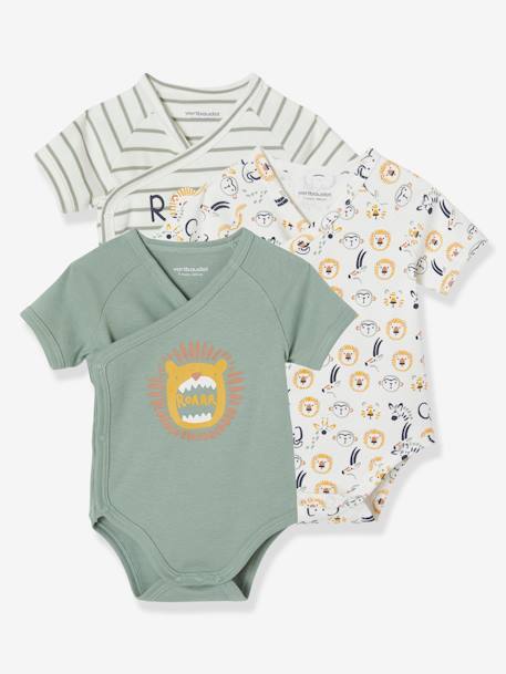 VERTBAUDET Lot De 2 Bodies Bébé Col Volanté Manches Courtes – Naissance Coton Élastané OEKO-TEX