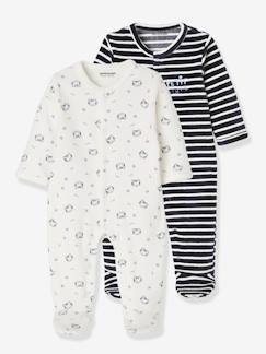 Bébé-Lot de 2 pyjamas bébé en velours ouverture naissance