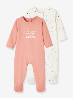 -Lot de 2 pyjamas bébé ouverture naissance en coton bio