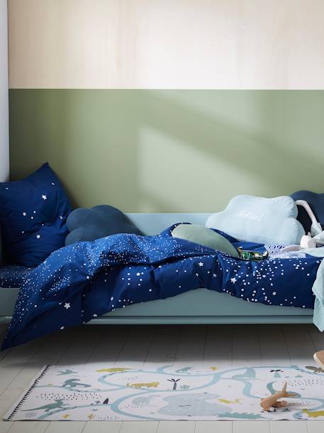 Parure housse de couette enfant détails phosphorescents et taie d'oreiller OURS POLAIRE bleu foncé 2 - vertbaudet enfant 