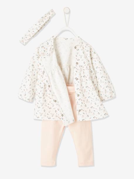 Ensemble bébé naissance 3 pièces robe legging et bandeau nude imprimé 9 - vertbaudet enfant 