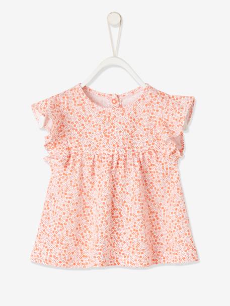T-shirt imprimé fleurs bébé marine imprimé+orange imprimé+turquoise 5 - vertbaudet enfant 