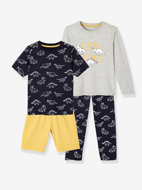 Lot pyjama + pyjashort dino Oeko-Tex® gris clair chiné 1 - vertbaudet enfant 