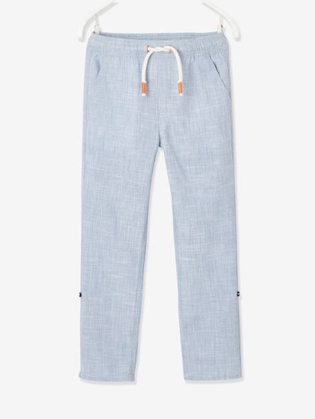 Pantalon retroussable en pantacourt garçon tissu léger tissé bleu clair 2 - vertbaudet enfant 