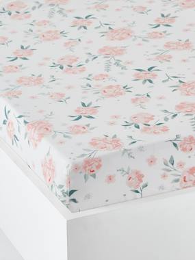 Drap-housse Enfant Vertbaudet Eau De Rose - Coton Oeko-Tex, Tailles 90x140/190/200 Cm, Motifs Roses, Lavable 60°C