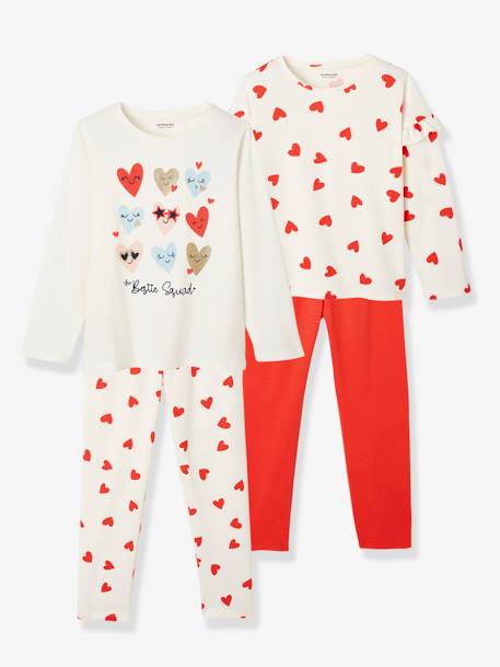 Petits cœurs-Fille-Pyjama, surpyjama-Lot de 2 pyjamas coeurs
