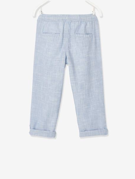 Pantalon léger retroussable en pantacourt aspect lin tissé garçon bleu clair 4 - vertbaudet enfant 