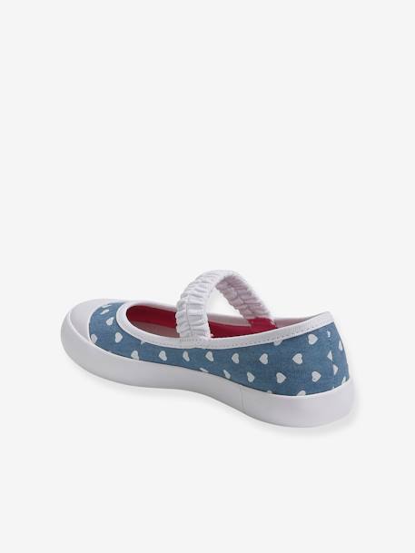 Ballerines en toile fille blanc+denim imprimé coeur+light gold+sauge 8 - vertbaudet enfant 