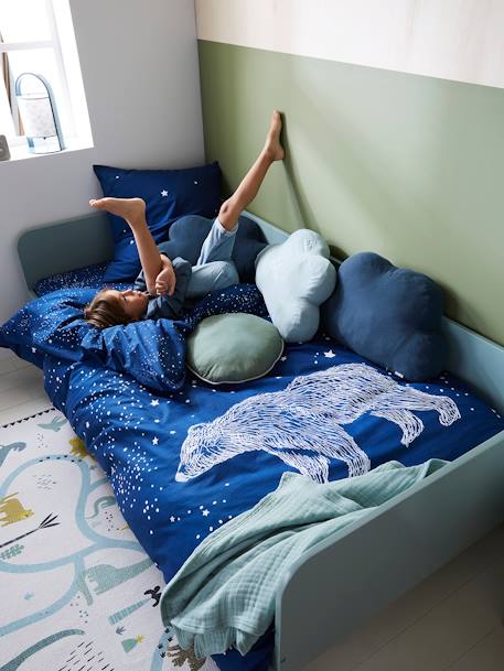 Parure housse de couette enfant détails phosphorescents et taie d'oreiller OURS POLAIRE bleu foncé 1 - vertbaudet enfant 