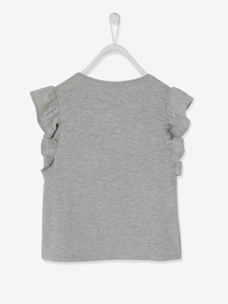 T-shirt fille à volants Disney Reine des Neiges® gris chiné 2 - vertbaudet enfant 