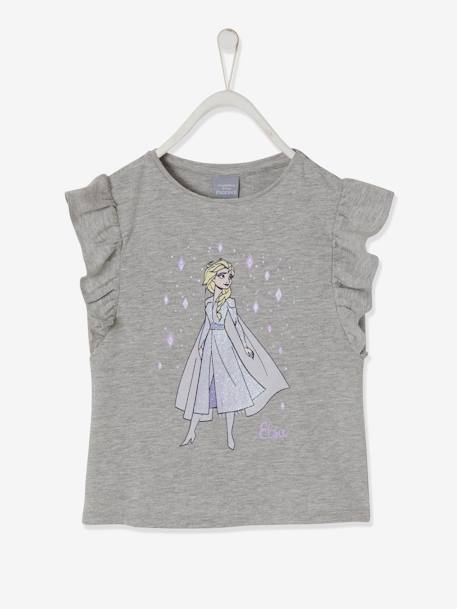 T-shirt fille à volants Disney Reine des Neiges® gris chiné 1 - vertbaudet enfant 