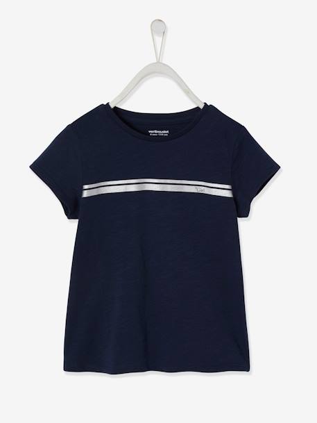 T-shirt de sport fille rayures irisées Oeko-Tex® aubergine+bleu marine+bleu porcelaine+écru+rose pâle 4 - vertbaudet enfant 