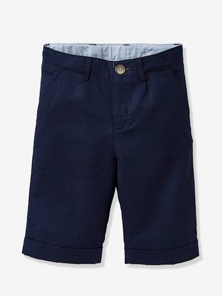 Bermuda de cérémonie lin/coton garçon Marine 1 - vertbaudet enfant 