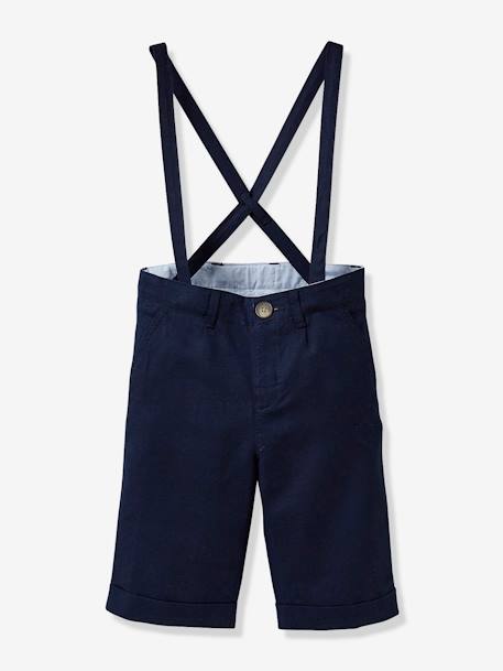 Bermuda de cérémonie lin/coton garçon Marine 2 - vertbaudet enfant 