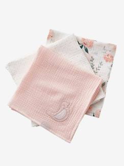 Eau de rose bebe-Puériculture-Matelas, accessoires de lange-Lange-Lot de 3 langes EAU DE ROSE