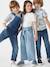 Pantacourt fille large en denim léger style 'paperbag' bleu moyen+double stone 7 - vertbaudet enfant 