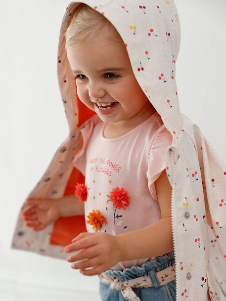T-shirt bébé fleurs en relief rose grisé+vanille 8 - vertbaudet enfant 