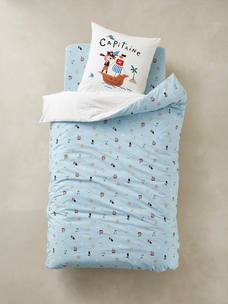 Parure housse de couette enfant et taie d'oreiller P COMME PIRATE écru / bleu 5 - vertbaudet enfant 