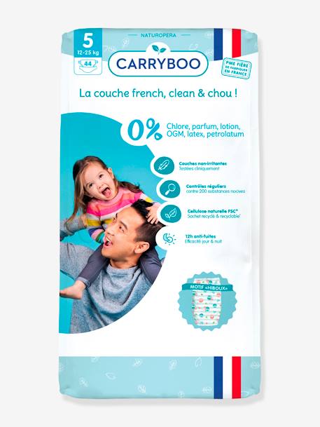 44 couches dermo-sensitives T5 (12-25 kg) CARRYBOO blanc 1 - vertbaudet enfant 
