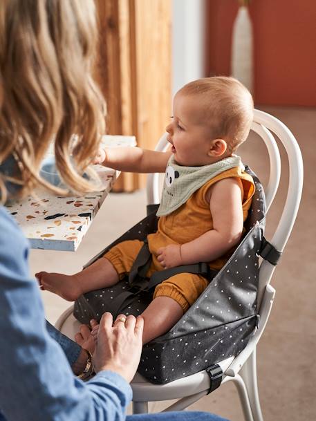 Rehausseur de chaise beige imprimé+Cherry+dans les bois+green forest+gris+Minisaurus+Mon coeur+Oies+rayé blanc 24 - vertbaudet enfant 