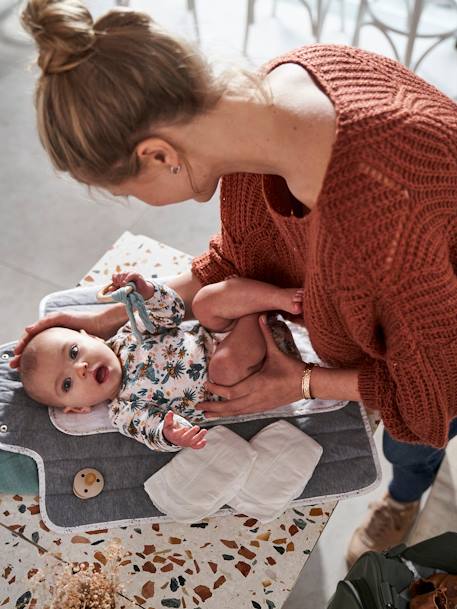 Tapis à langer de voyage gris chiné 1 - vertbaudet enfant 