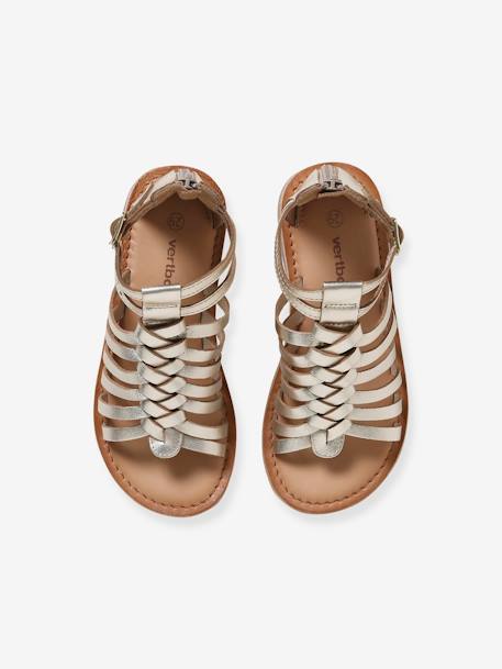 Sandales cuir fille esprit spartiates noir+or 9 - vertbaudet enfant 