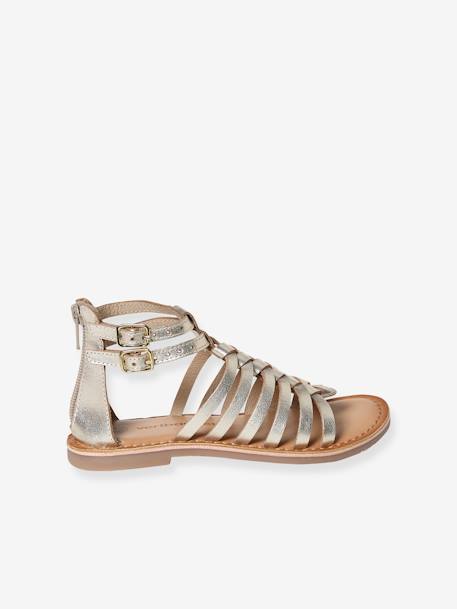 Sandales cuir enfant esprit spartiates collection maternelle JAUNE VIF METALLISE 2 - vertbaudet enfant 