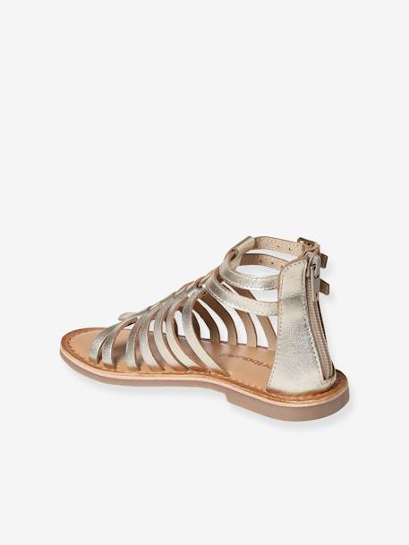 Sandales cuir fille esprit spartiates noir+or 8 - vertbaudet enfant 