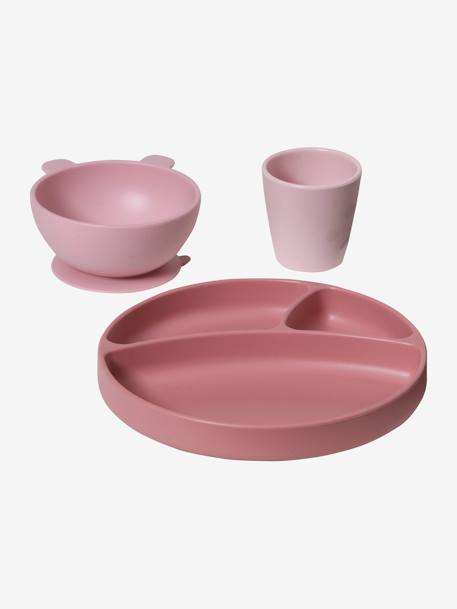 Coffret repas en silicone lot vert+set baby blue+set imprimé+set vieux rose 10 - vertbaudet enfant 