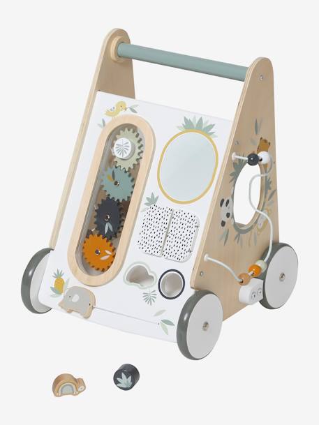 Chariot de marche avec freins HANOÏ en bois FSC® multicolore 2 - vertbaudet enfant 