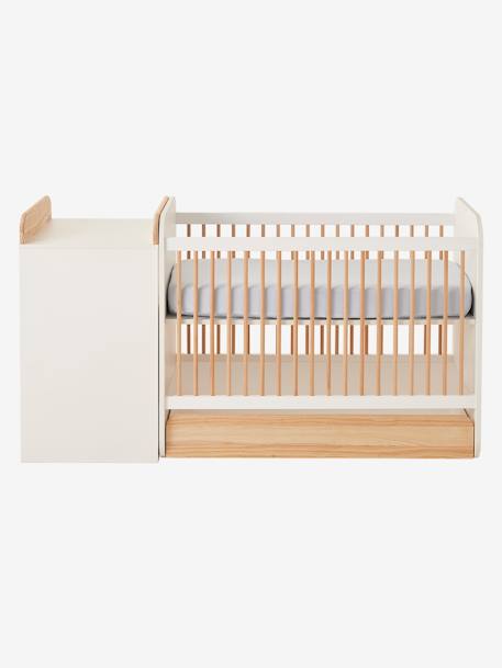 Lit bébé évolutif combiné 2 en 1 ECLIPSE BLANC / BOIS 10 - vertbaudet enfant 