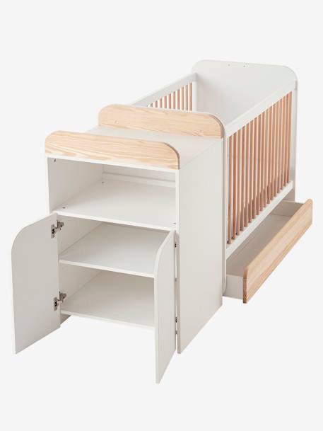 Lit bébé évolutif combiné 2 en 1 ECLIPSE BLANC / BOIS 7 - vertbaudet enfant 