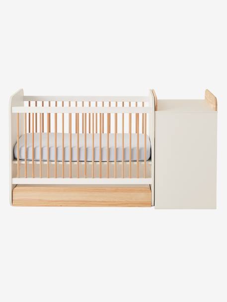 Lit bébé évolutif combiné 2 en 1 ECLIPSE BLANC / BOIS 11 - vertbaudet enfant 