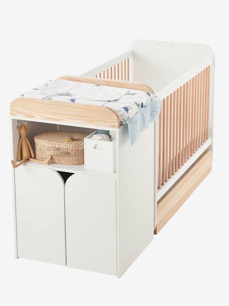 Lit bébé évolutif combiné 2 en 1 ECLIPSE BLANC / BOIS 5 - vertbaudet enfant 