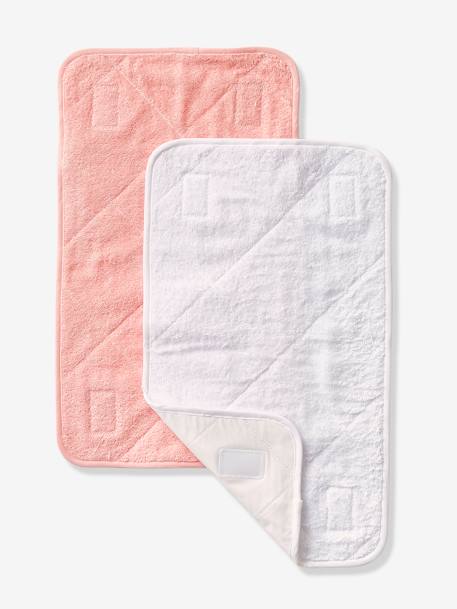 Lot 2 serviettes de rechange matelas à langer blanc+gris taupe+rose pâle + blanc 5 - vertbaudet enfant 