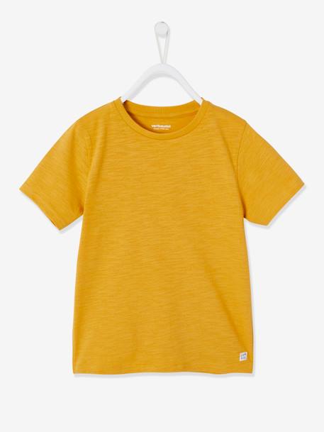 T-shirt couleur Basics garçon manches courtes blanc+BLEU+jaune d'or+sauge 9 - vertbaudet enfant 