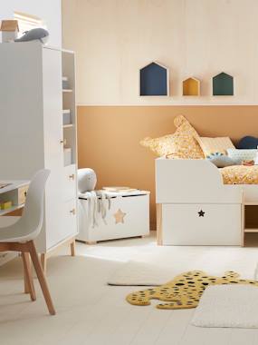 Vertbaudet Coffre à Jouets Grand Modèle Ourse Blanc/Bois - Rangement Poétique Pour Chambre D'Enfant