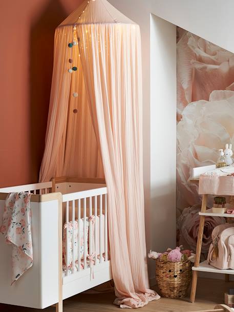 Ciel de lit en gaze de coton beige poudré+rose 5 - vertbaudet enfant 