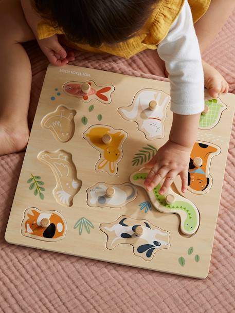 Puzzle boutons Animaux de compagnie en bois FSC® multicolore 2 - vertbaudet enfant 