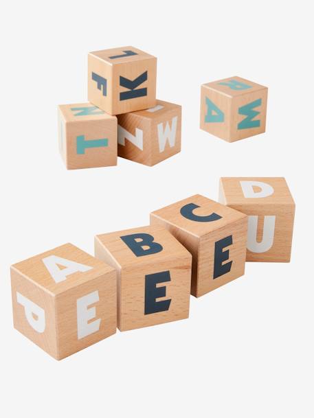 10 grands cubes lettres en bois FSC® multicolore 4 - vertbaudet enfant 